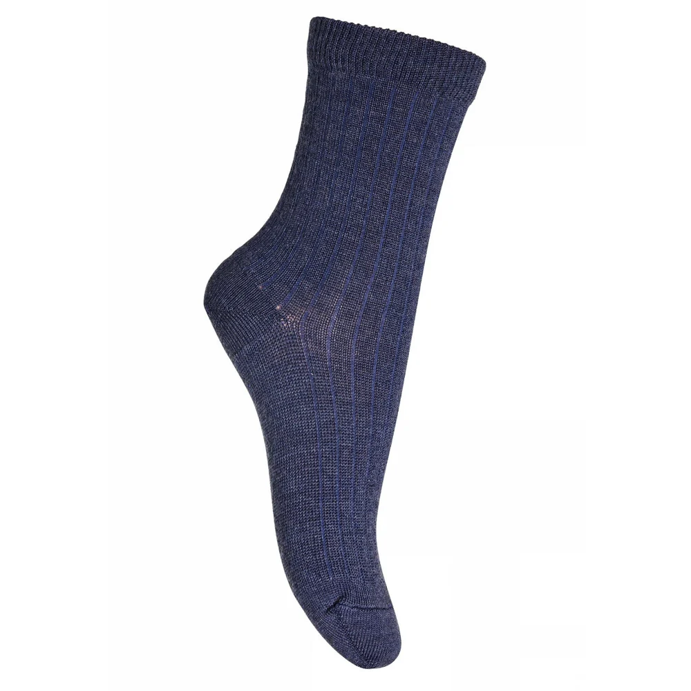 Baby und Kinder Wollrippsocken aus Merinowolle  dark denim melange