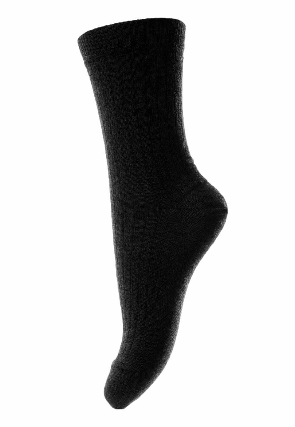 Wollrippsocken aus Merinowolle  40-42  black 